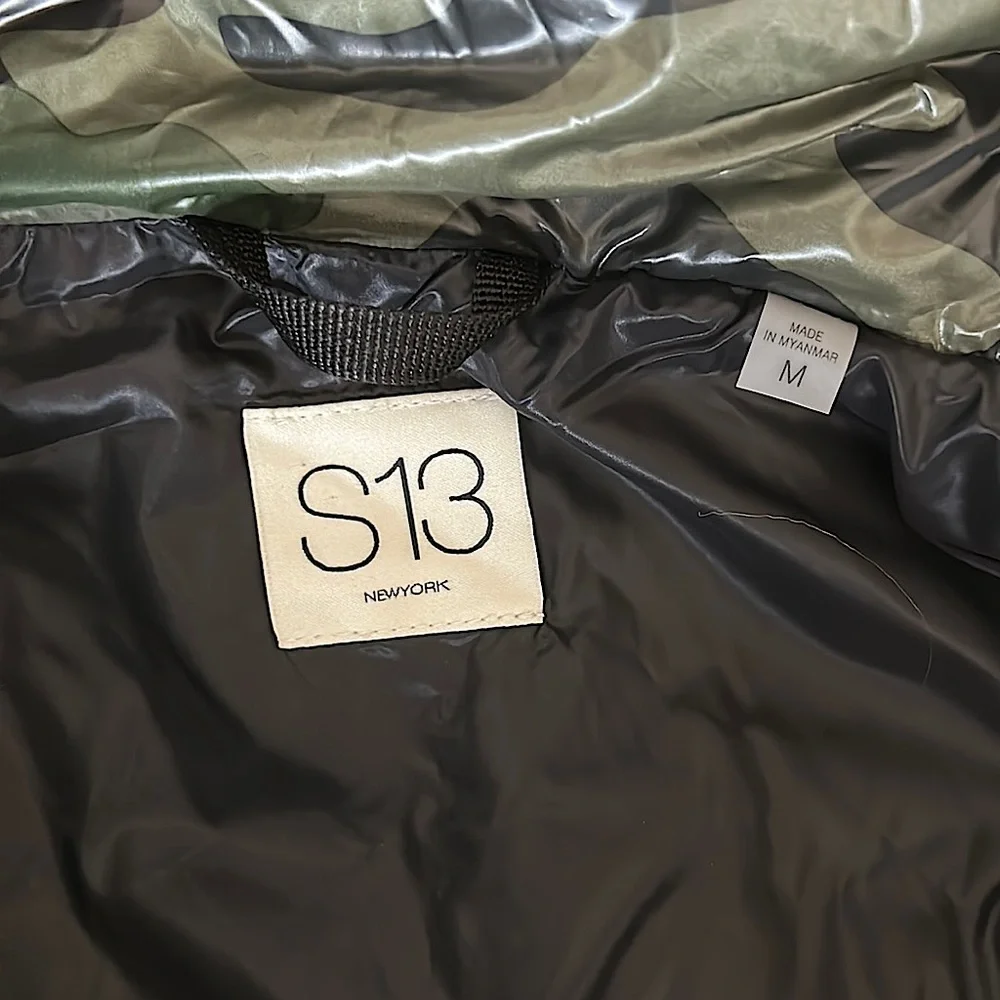 S13 Sexy Camo Green Faux Fur Trimmed Hood Puffer Vest Jacket **Size M**🔥🔥 - Picture 6 of 7